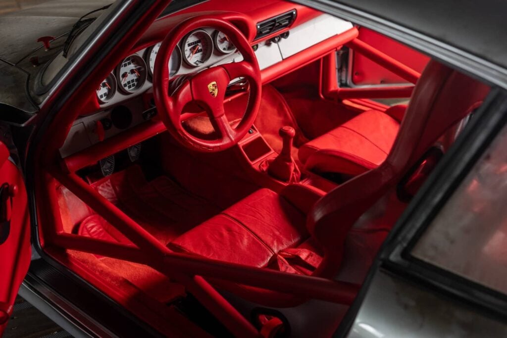 1993 911 Carrera RSR 3.8 'Strassenversion' interior with passenger seat in Guards Red