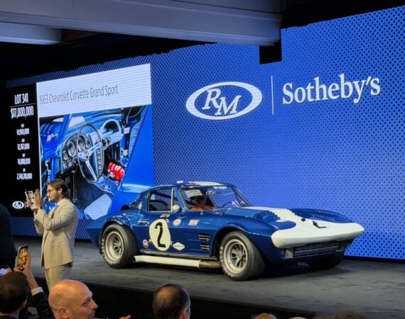 RM Sotheby's Monterey 2026 featuring a Chevrolet Corvette Grand Sport on the auction block.