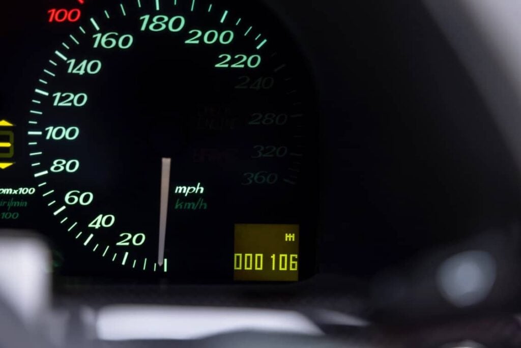 Ferrari F50 Odometer showing just 106 miles since new